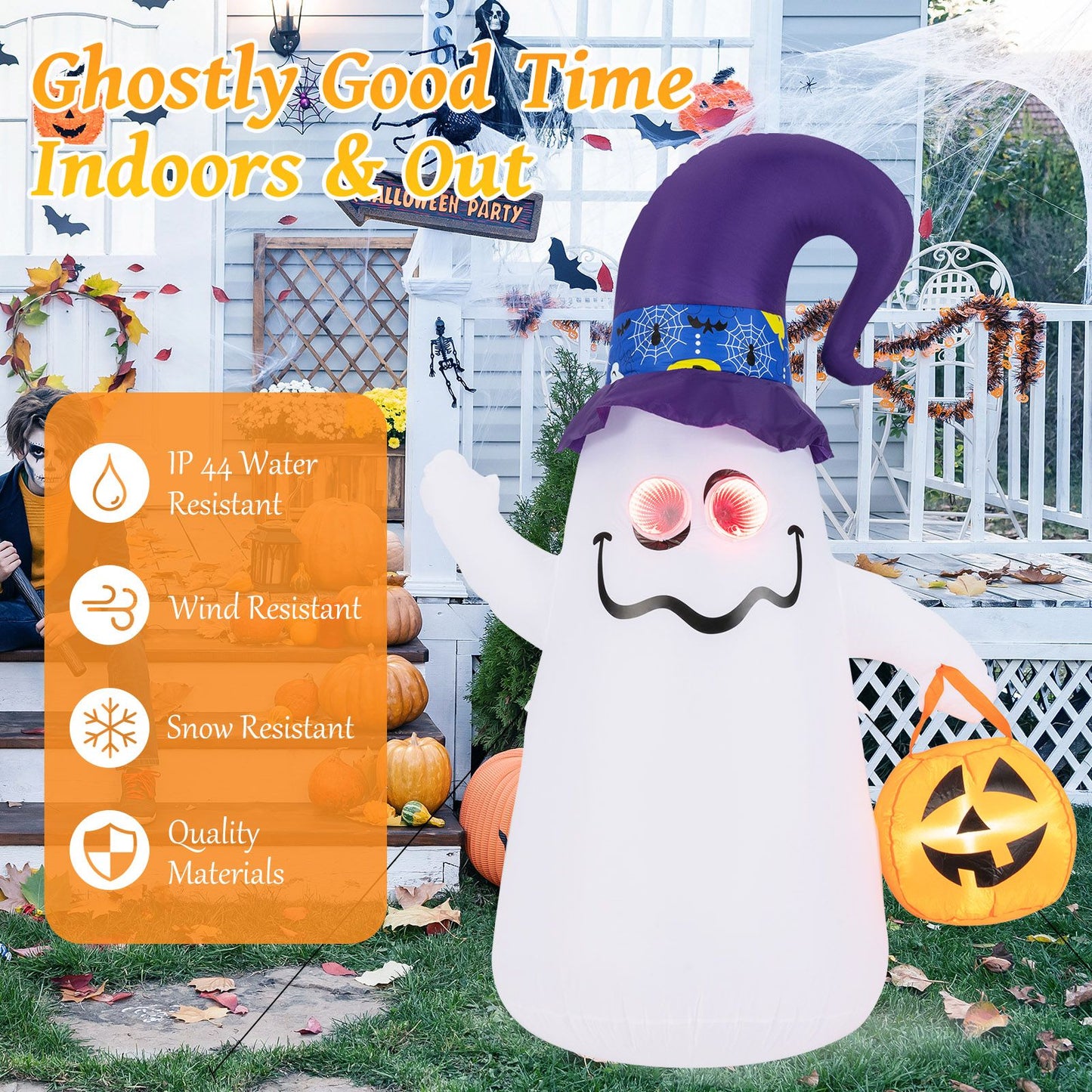 180 CM Halloween Inflatables with Dimming Infinity Mirror Lights