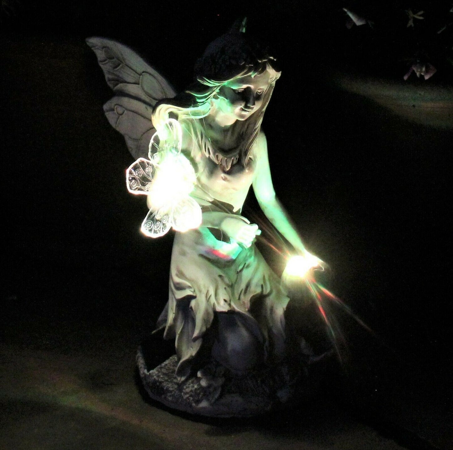 Garden Solar Ornament Cherub Fairy Angel Home Decor Figurine Statue