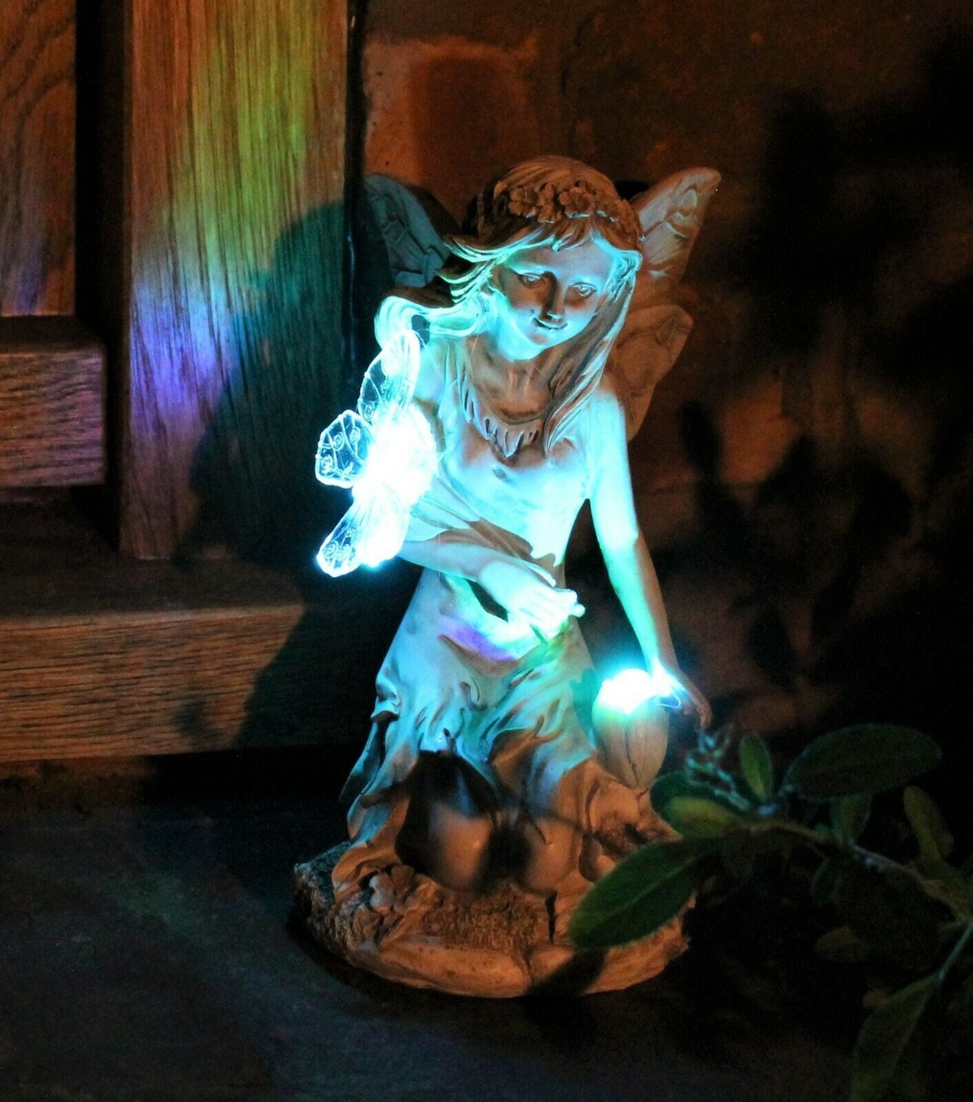 Garden Solar Ornament Cherub Fairy Angel Home Decor Figurine Statue
