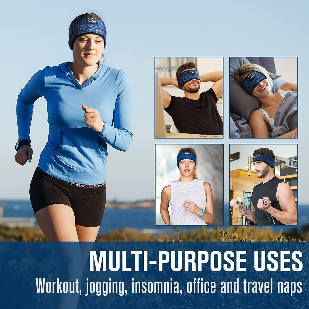 MUSICOZY Sleep Headphones Headband Bluetooth Soft Headphones for Sleeping & With