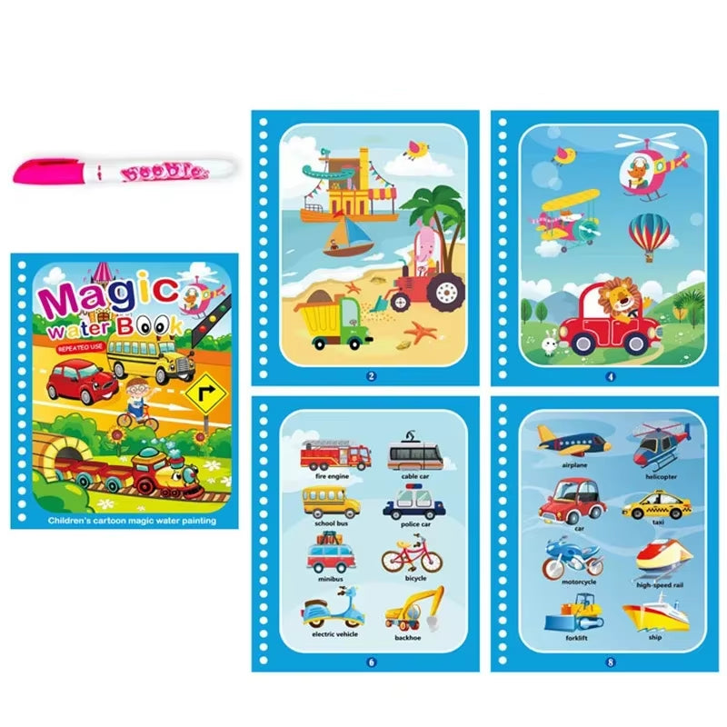 Children Early Education Toys Magical Book with Pen Water Drawing Toys Gift Reusable Coloring Book Magic Drawing Book