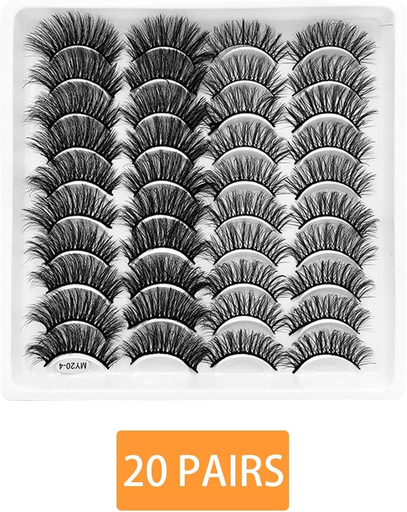 Self Adhesive Lashes Eye Lashes Sets Pack with Glue Faux Mink Long Natural False Eyelashes Fluffy Thick Cross Volume Cat Eye Dramatic Lash Soft for Various Makeups B5611