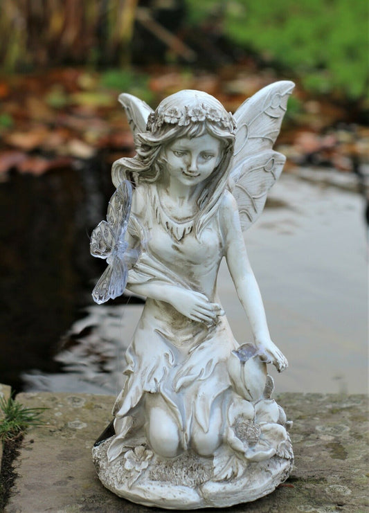 Garden Solar Ornament Cherub Fairy Angel Home Decor Figurine Statue