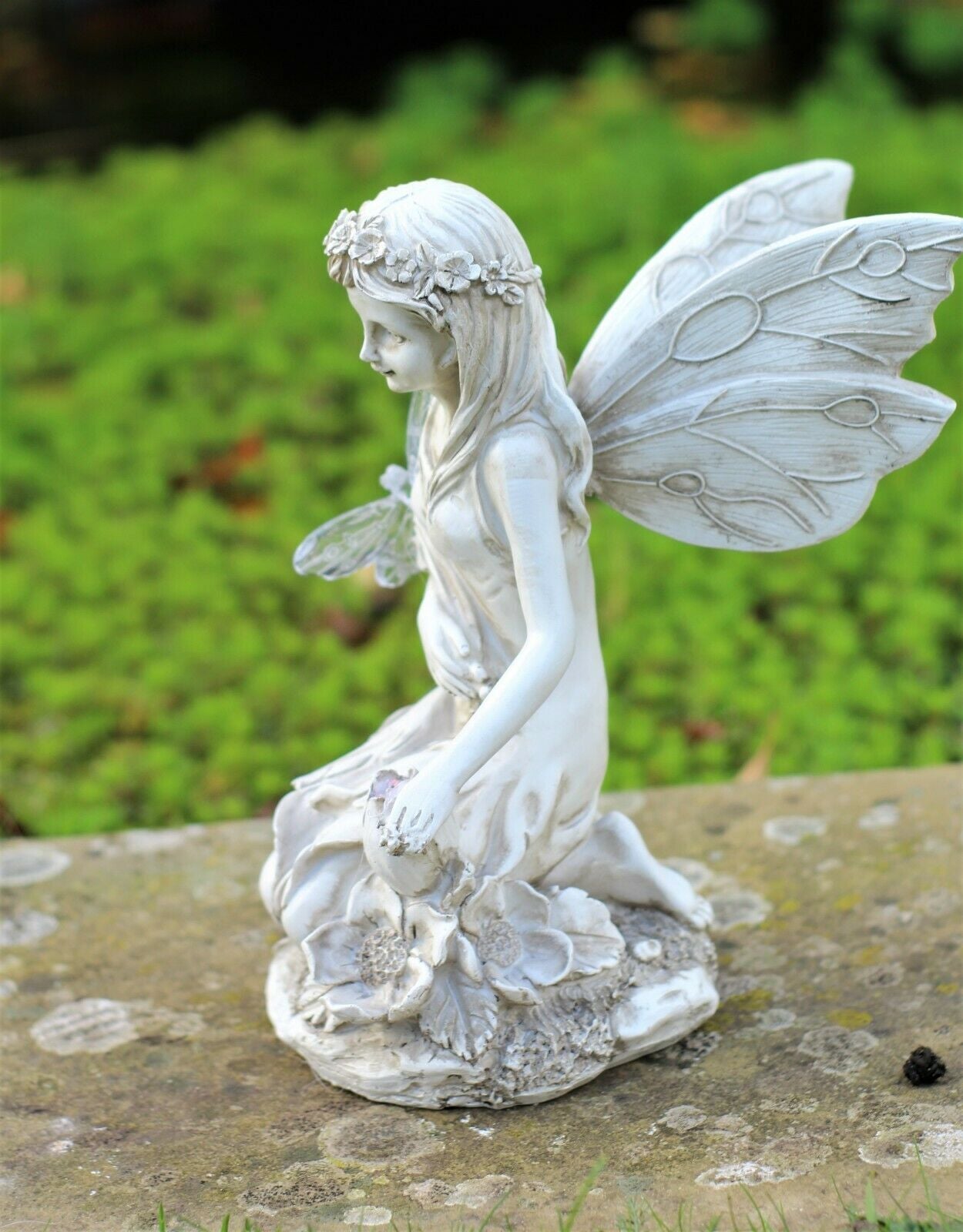 Garden Solar Ornament Cherub Fairy Angel Home Decor Figurine Statue