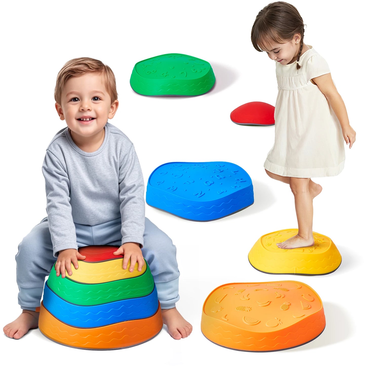 5PCS Balance Stepping Stones Montessori Children Toys Sensory Training Tactile Sensing for Kids Party Social Games
