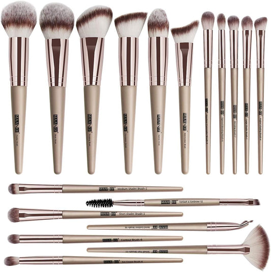 Makeup Brushes, 18 Pcs Makeup Brush Set Premium Synthetic Make up Brush Set for Contouring Concealer Foundation Powder Eye Shadows Blush Cruelty-Free Makeup Brushes with Champagne Gold Handle