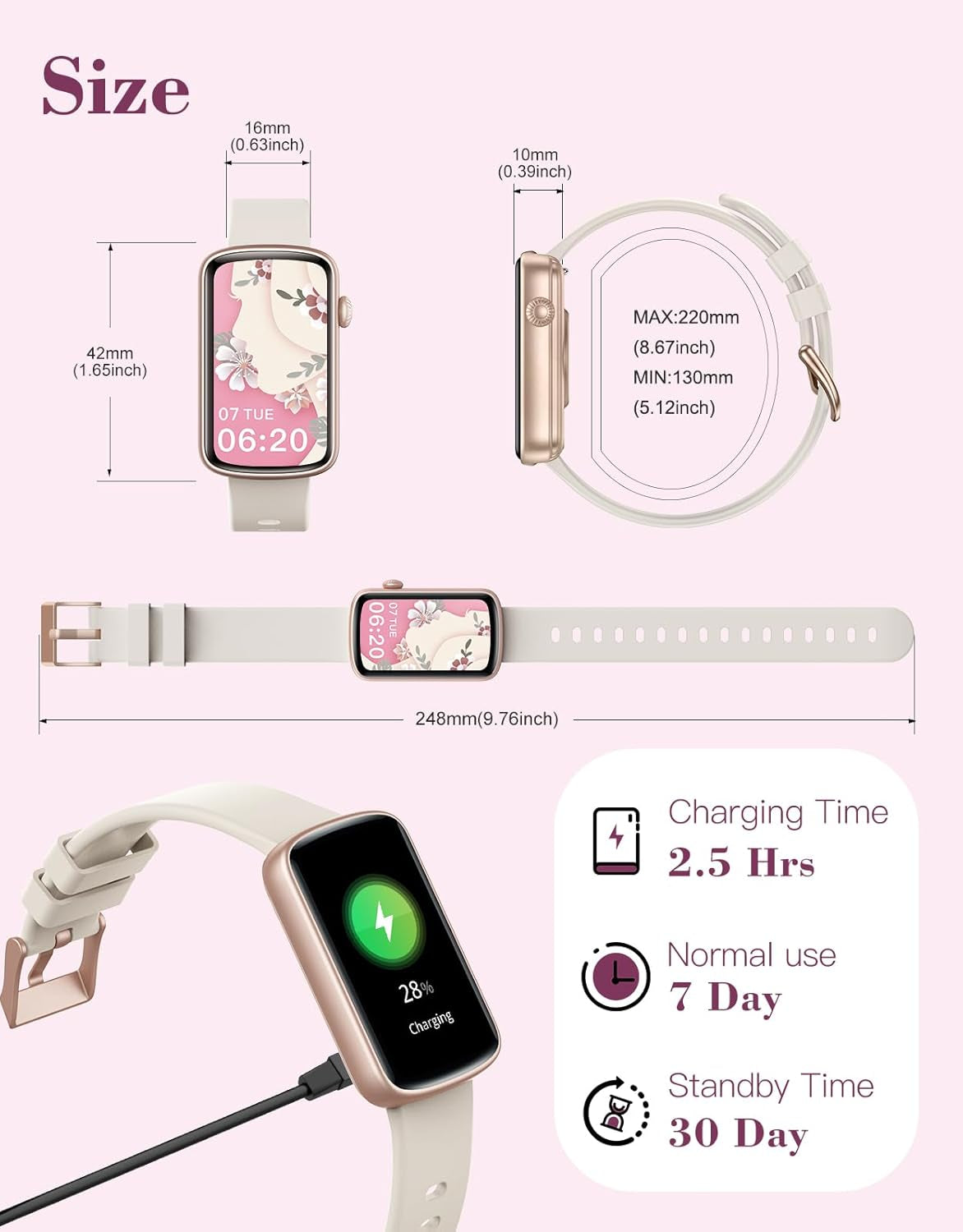Smart Watches for Women, Fitness Watch Smart Watch Fitness Tracker Ladies with Pedometer Heart Rate Monitor Blood Oxygen Sleep Monitor Activity Tracker Waterproof IP68 for Android Ios