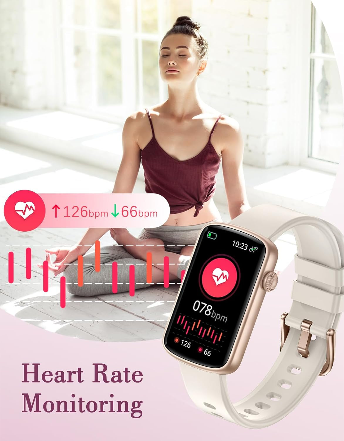 Smart Watches for Women, Fitness Watch Smart Watch Fitness Tracker Ladies with Pedometer Heart Rate Monitor Blood Oxygen Sleep Monitor Activity Tracker Waterproof IP68 for Android Ios