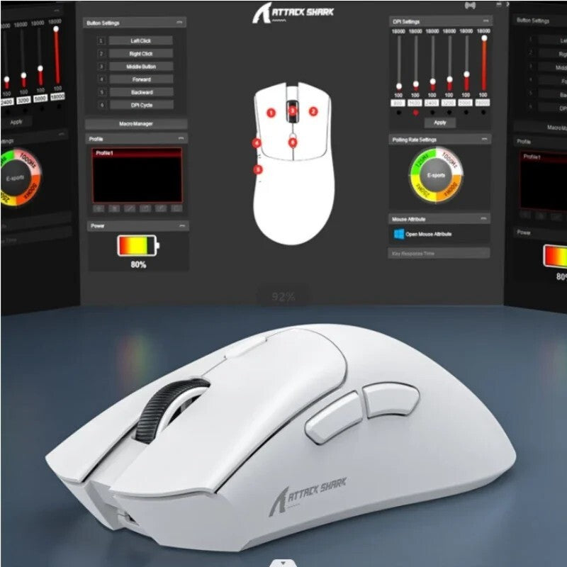Attack Shark R1 Wireless Gaming Mouse 18000DPI Lightweight 2.4G/Bluetooth