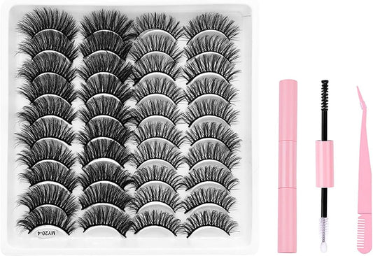 Self Adhesive Lashes Eye Lashes Sets Pack with Glue Faux Mink Long Natural False Eyelashes Fluffy Thick Cross Volume Cat Eye Dramatic Lash Soft for Various Makeups B5611