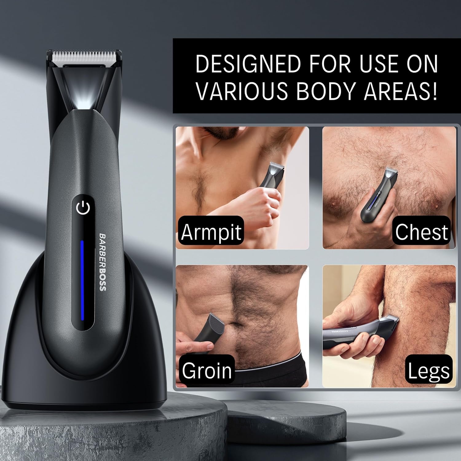 Body Groomer for Men – Groin, Pubic & Ball Hair Trimmer | Waterproof Body Shaver & Men'S Pube, Balls Trimmer (QR-2075)