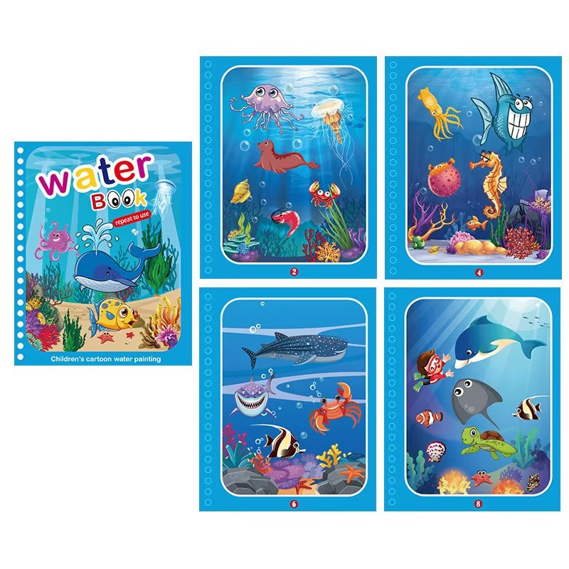 Children Early Education Toys Magical Book with Pen Water Drawing Toys Gift Reusable Coloring Book Magic Drawing Book
