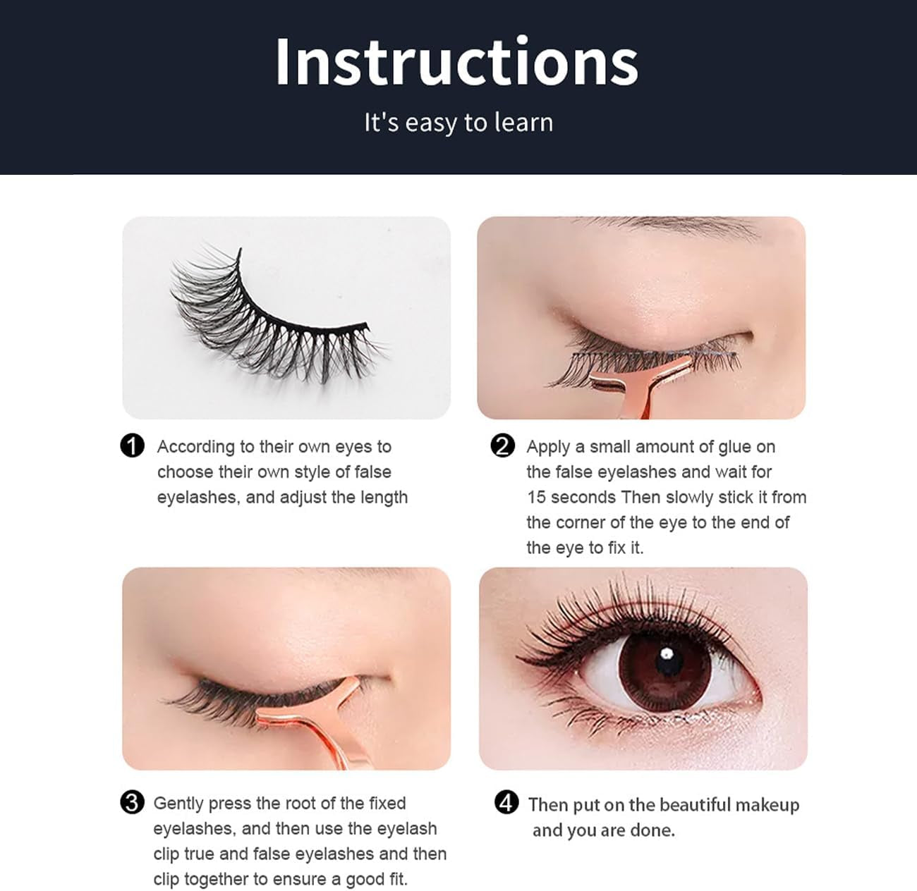 Self Adhesive Lashes Eye Lashes Sets Pack with Glue Faux Mink Long Natural False Eyelashes Fluffy Thick Cross Volume Cat Eye Dramatic Lash Soft for Various Makeups B5611