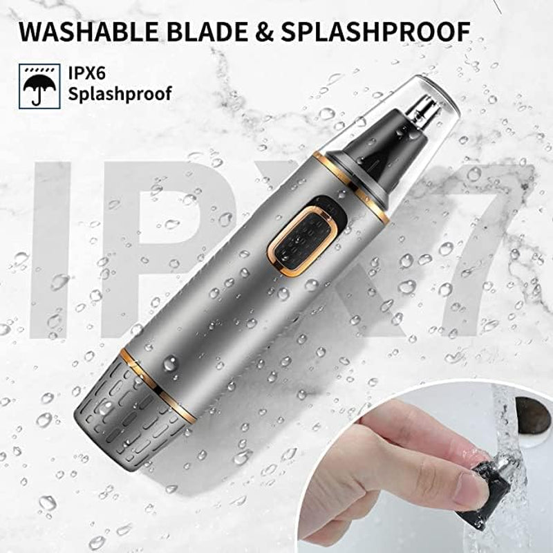 Nose Hair Trimmer for Men,4 in 1 Rechargable Nose Trimmer Men 2025 Professional Upgrade Painless Noses Hair Trimmer Dual Edge Blades with IPX7 Waterproof for Easy Cleansing,Grey Gold