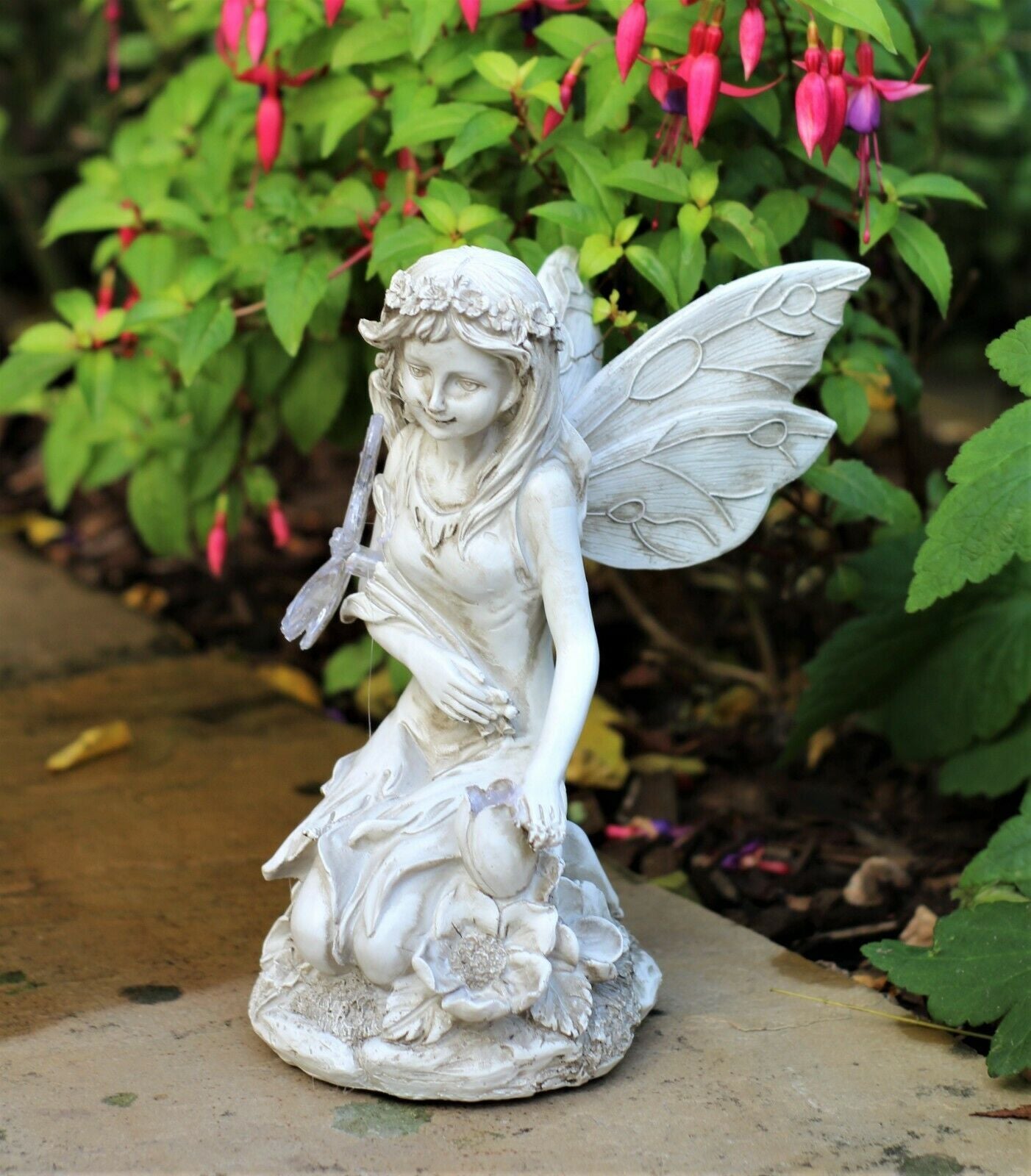 Garden Solar Ornament Cherub Fairy Angel Home Decor Figurine Statue