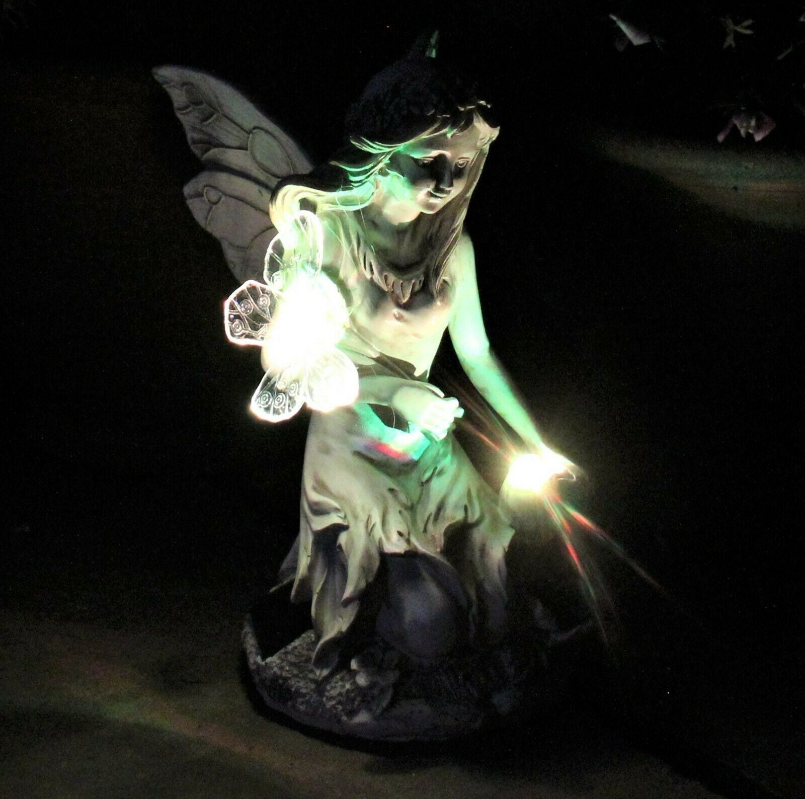 Garden Solar Ornament Cherub Fairy Angel Home Decor Figurine Statue