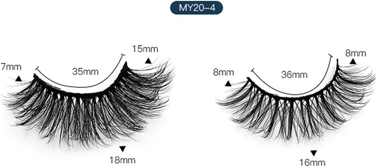 Self Adhesive Lashes Eye Lashes Sets Pack with Glue Faux Mink Long Natural False Eyelashes Fluffy Thick Cross Volume Cat Eye Dramatic Lash Soft for Various Makeups B5611