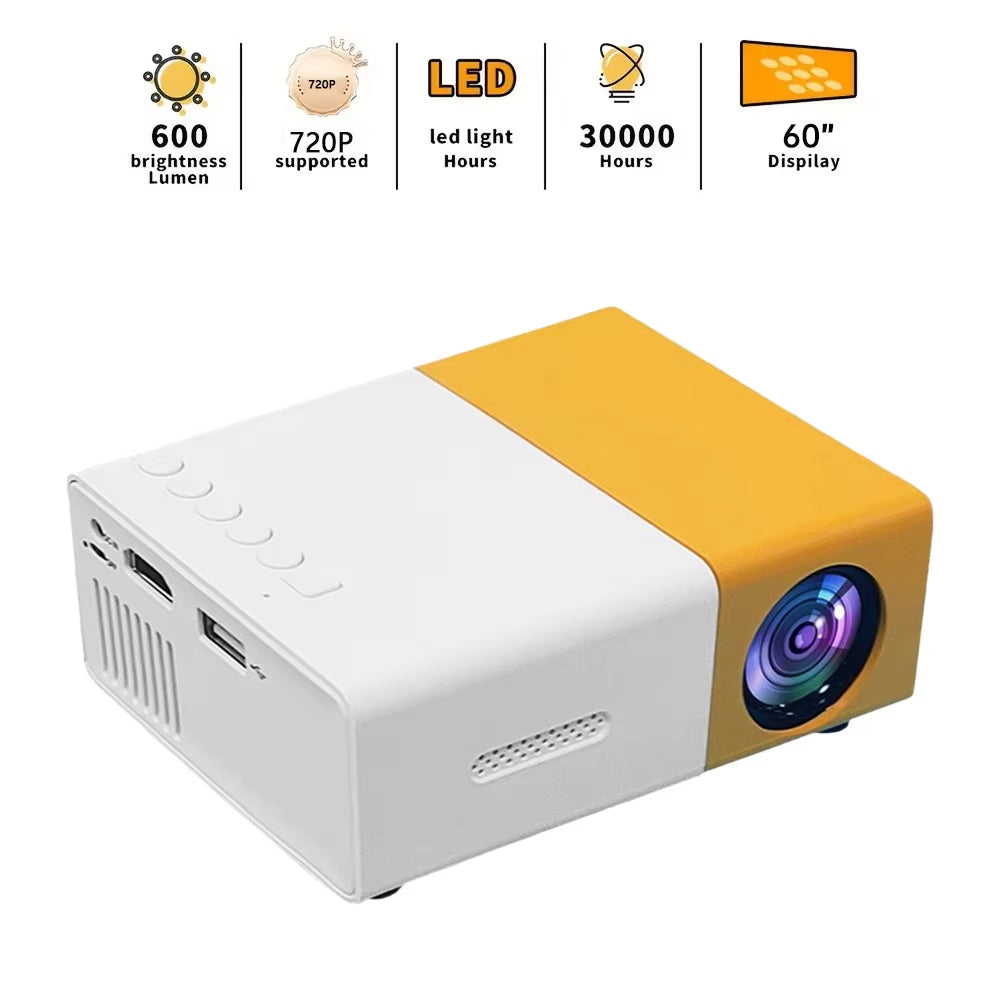 Portable Wired Projector Mobile Phone LED Mini Home Video Equipment 720P HD Screen Usb/Sd/Av/Hd