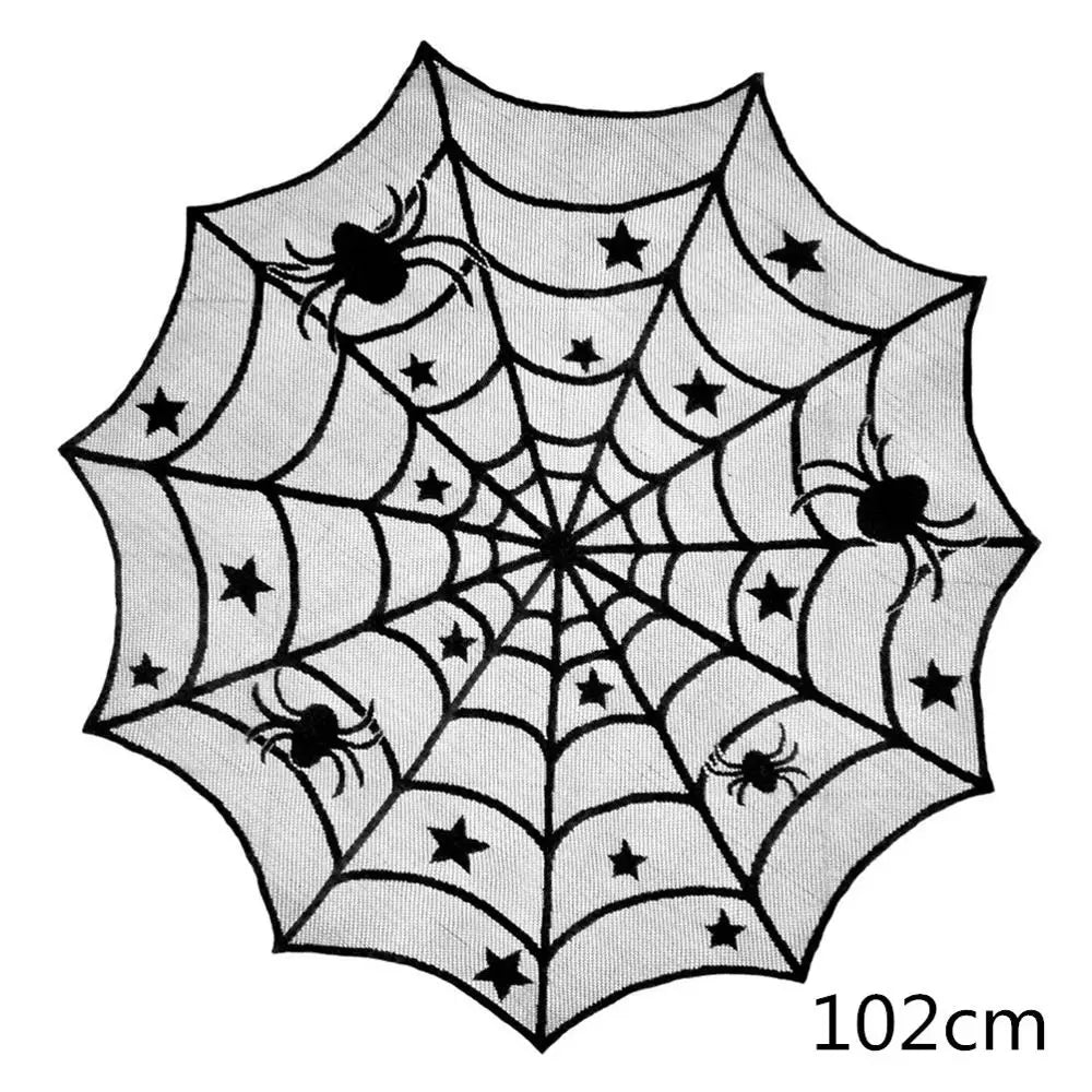 Halloween Decoration for Home Spider Web Lace Tablecloth Skull Door Fireplace Curtain Horror House Party Decoration New Year2022