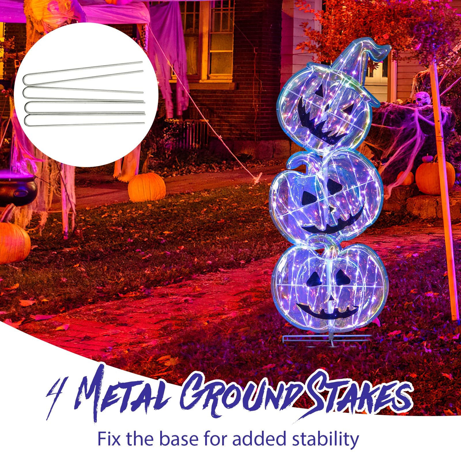 3.4 Ft Light up Stacked Pumpkins Halloween Decorations for Porch and Party