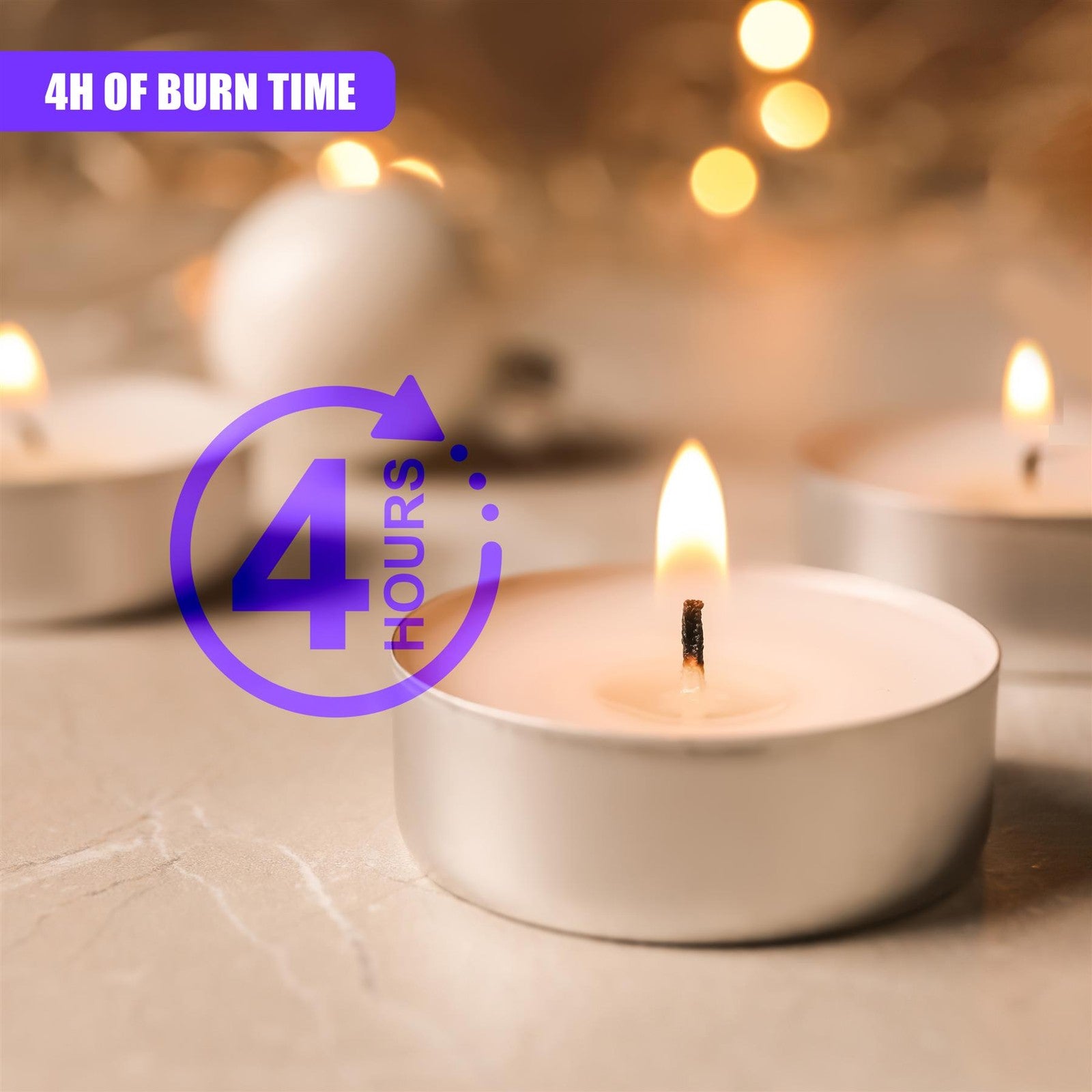 Tea Lights Candles Unscented Tealight 4 Hour Burn Nightlight Pack of 100