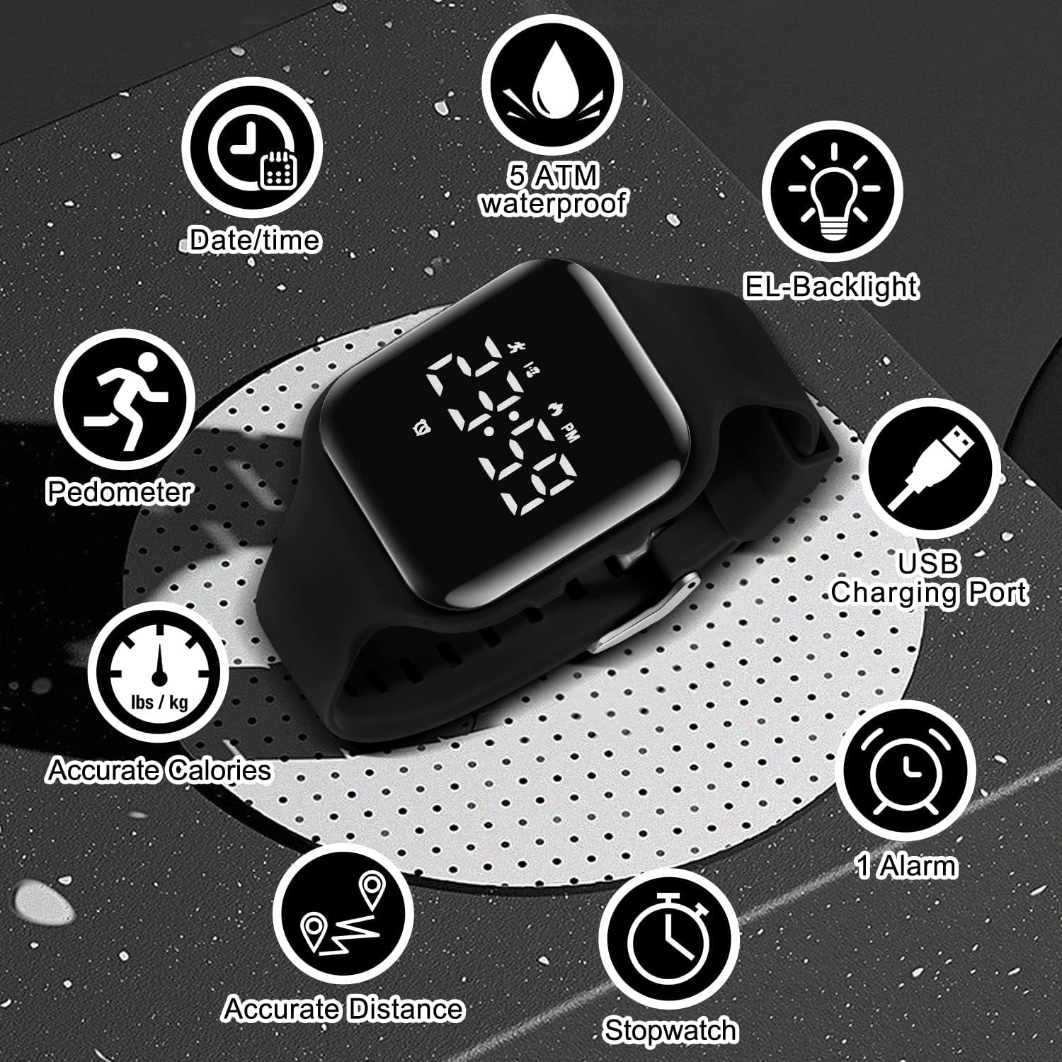 Kids Watches for Girls Boys Digital Sport Watch with Step Counter Pedometer Vibration Alarm Clock, No App Waterproof Fitness Tracker Kids Watch Boys Girls Teens Students Ages 5-16