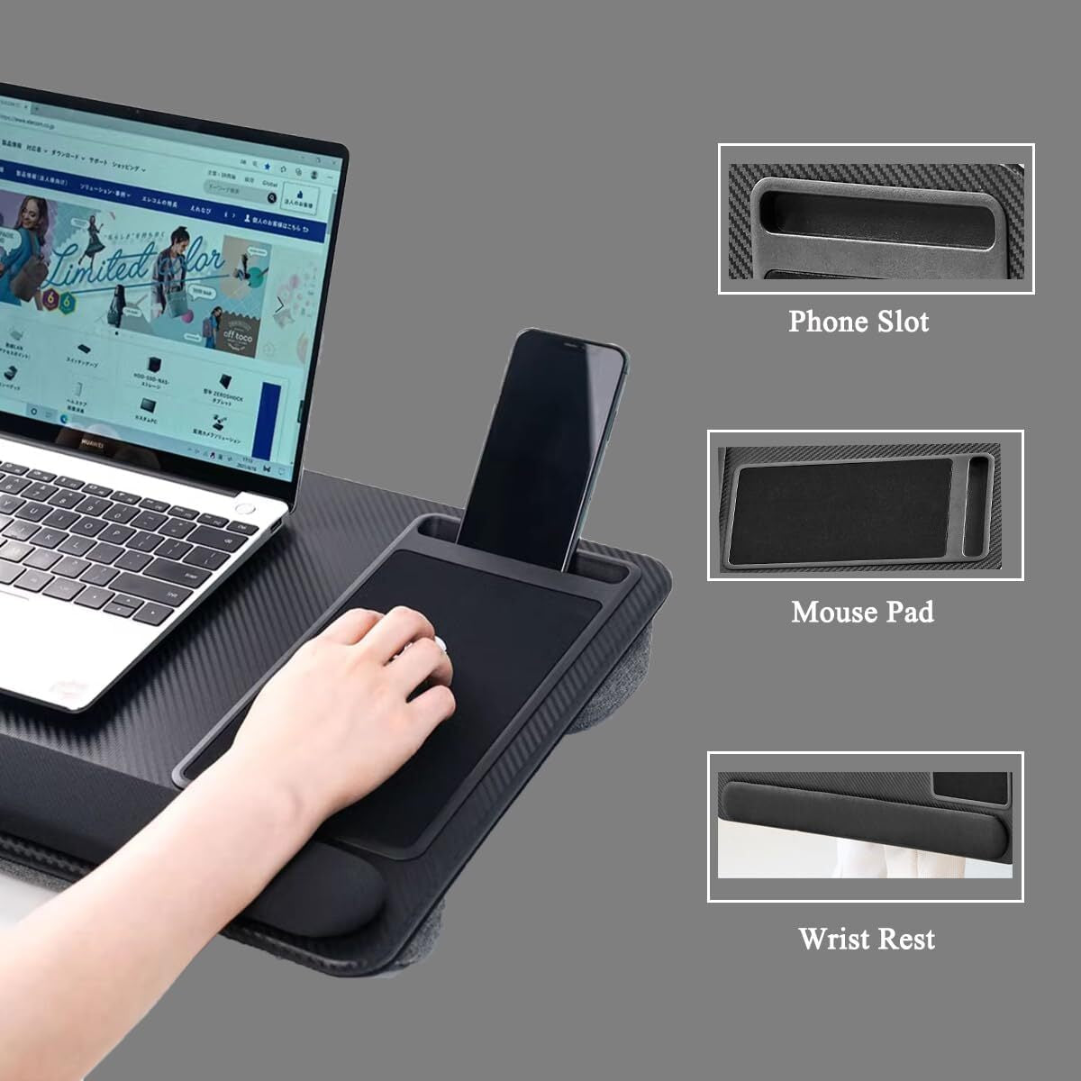Portable Laptop Lap Desk Tray Cushion Lightweight Stand Mouse Pad Wrist Rest
