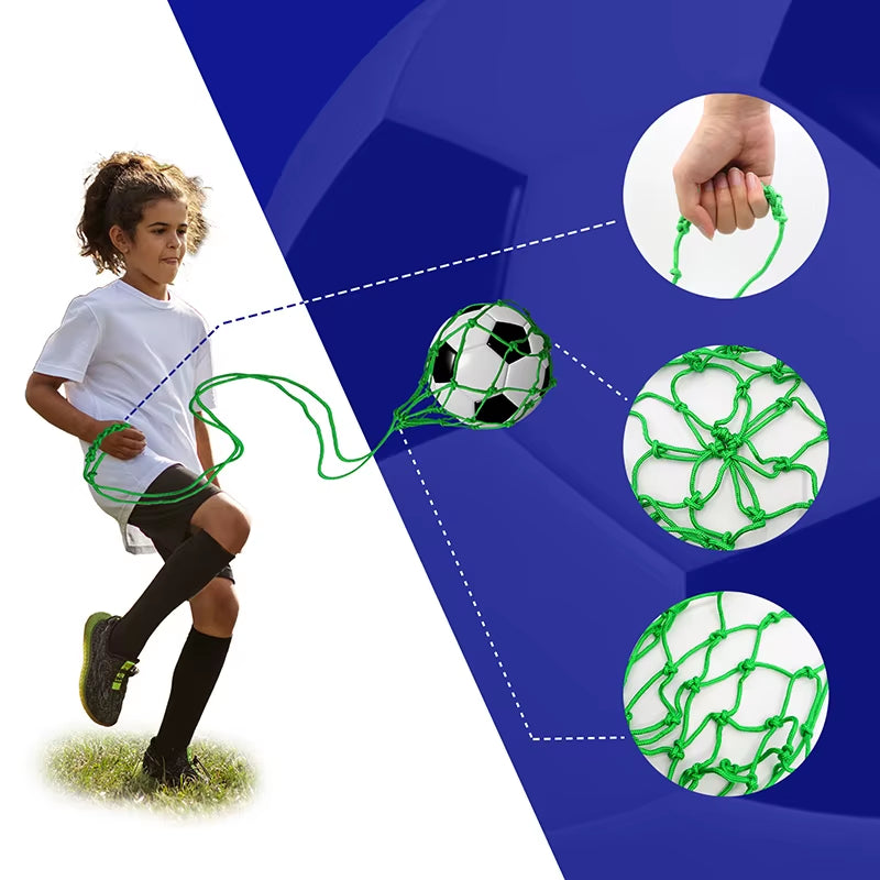 Youth Football Self Trainer Kick Net Pocket Professional Outdoor Sport Nylon Net Basketball Bag Solid Mesh Soccer Ball Carry Bag