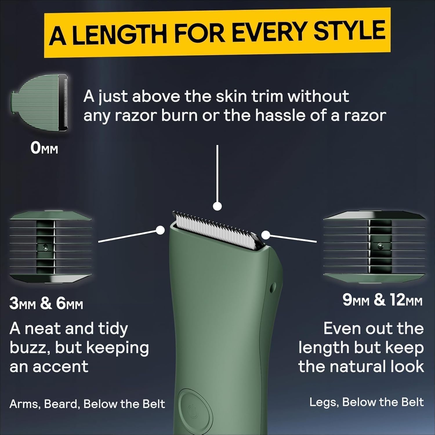 the Trimmer Original - Body Hair Trimmer for Men, Electric Shaver for Pubic Hair, Chest, Legs & Bikini, Waterproof & Rechargeable, Onyx