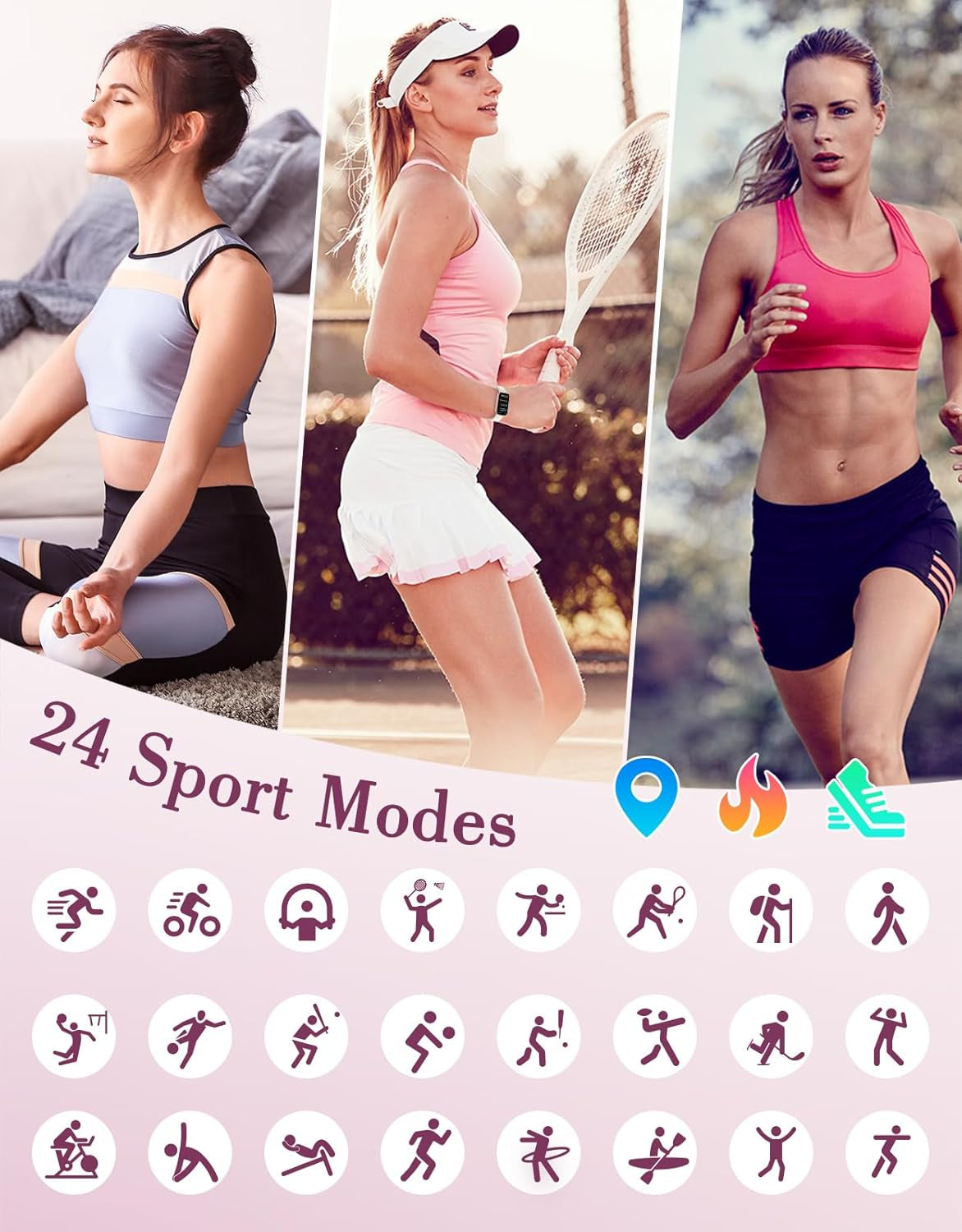 Smart Watches for Women, Fitness Watch Smart Watch Fitness Tracker Ladies with Pedometer Heart Rate Monitor Blood Oxygen Sleep Monitor Activity Tracker Waterproof IP68 for Android Ios