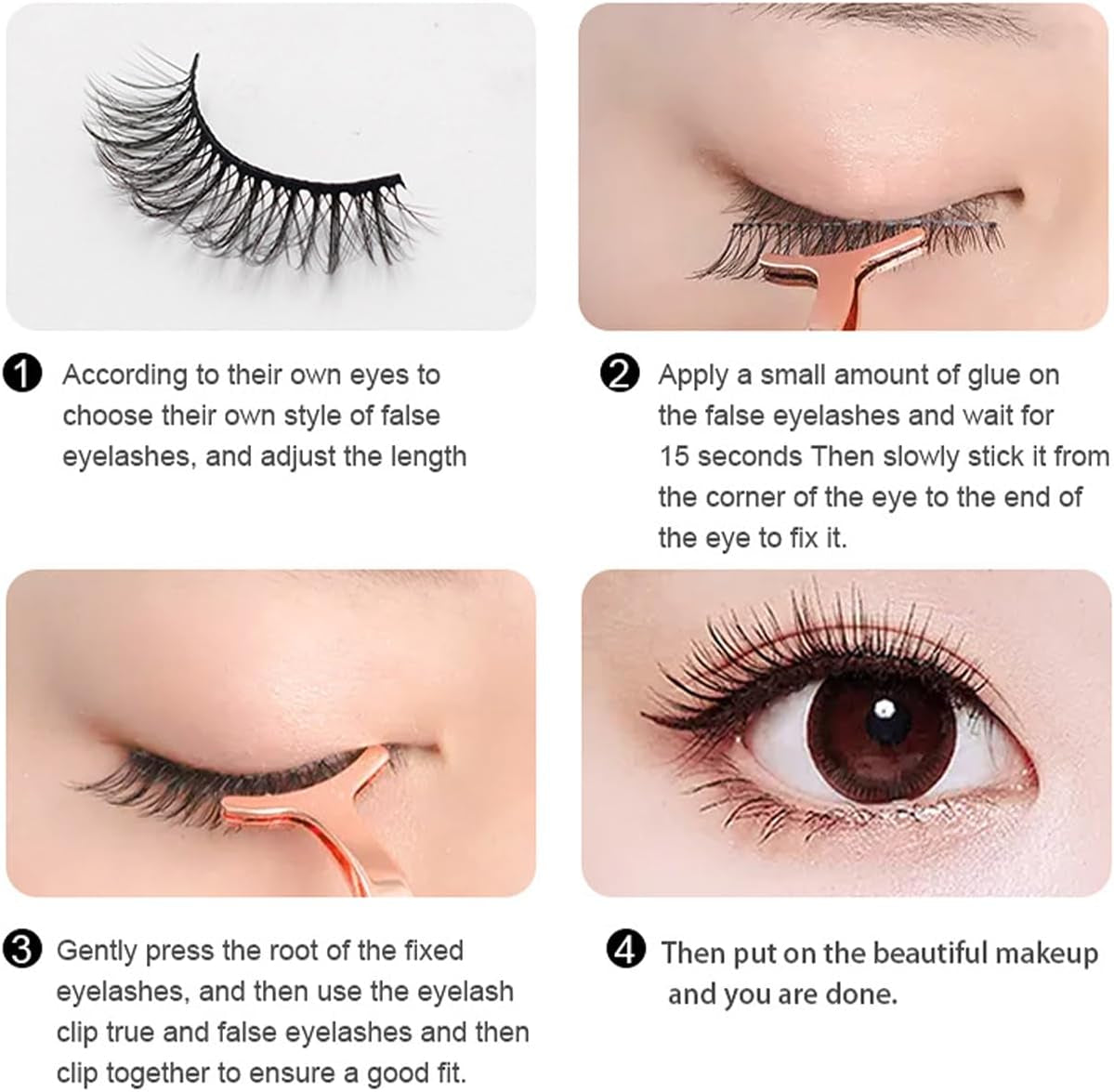 Lash Strips Lashes with Glue False Eyelashes Fluffy Volume 7 Pairs Dramatic Thick Crossed Lash Nature Look Soft Reusable Eyelash for Makeup B5516