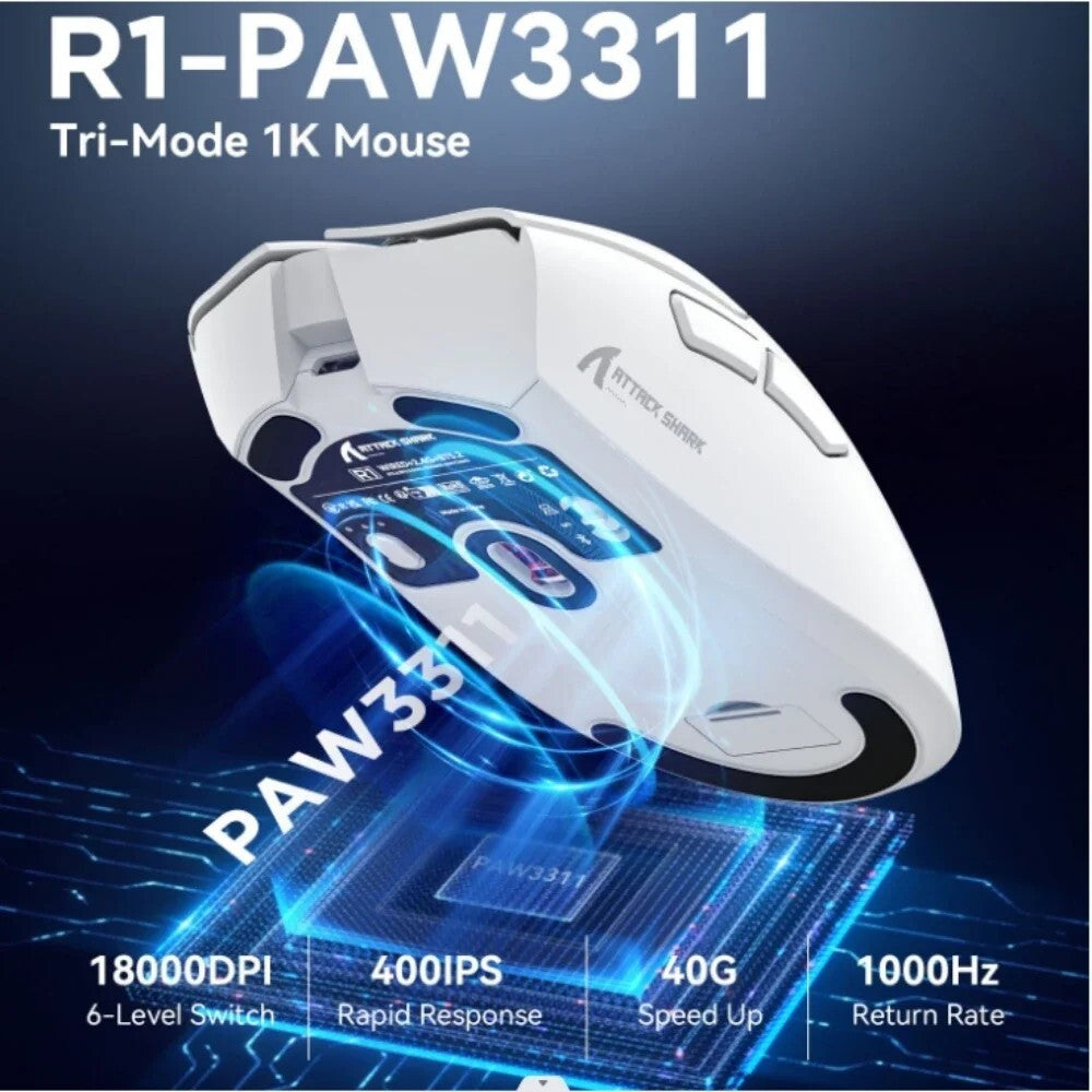 Attack Shark R1 Wireless Gaming Mouse 18000DPI Lightweight 2.4G/Bluetooth