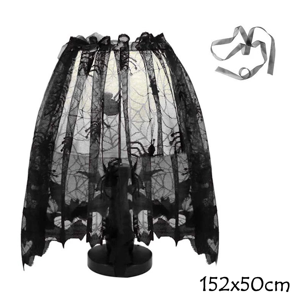 Halloween Decoration for Home Spider Web Lace Tablecloth Skull Door Fireplace Curtain Horror House Party Decoration New Year2022