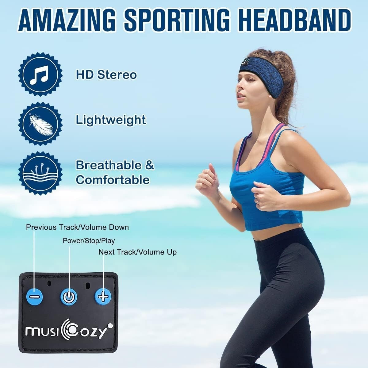 MUSICOZY Sleep Headphones Headband Bluetooth Soft Headphones for Sleeping & With