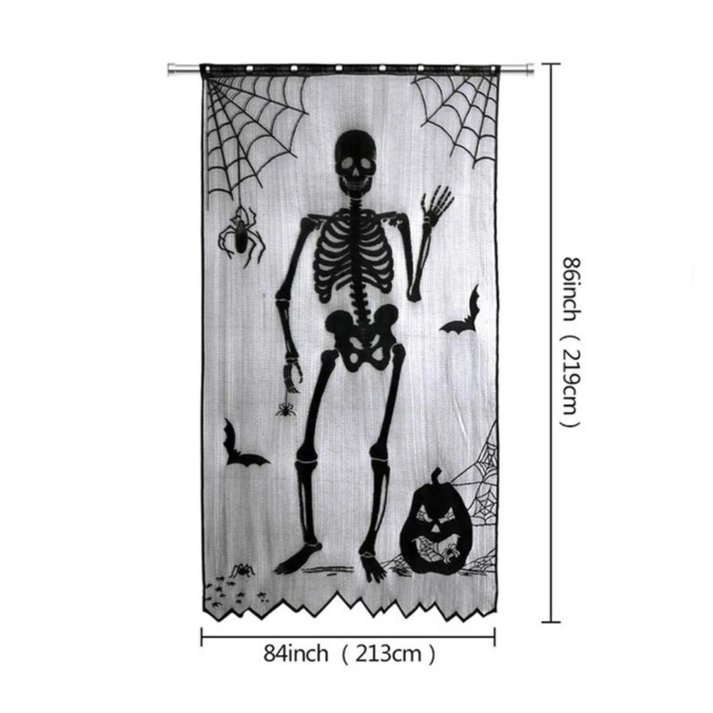 Halloween Decoration for Home Spider Web Lace Tablecloth Skull Door Fireplace Curtain Horror House Party Decoration New Year2022