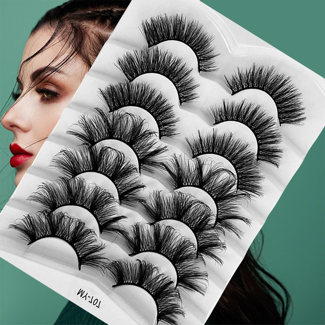 Lash Strips Lashes with Glue False Eyelashes Fluffy Volume 7 Pairs Dramatic Thick Crossed Lash Nature Look Soft Reusable Eyelash for Makeup B5516