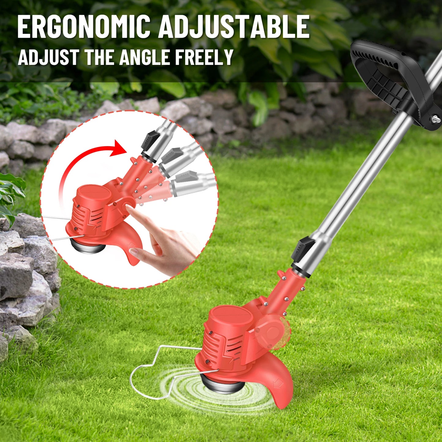 Electric Lawn Mower 21V Cordless Grass Trimmer Length Adjustable Cutter Household Garden Tools 36000RPM Battery with Battery