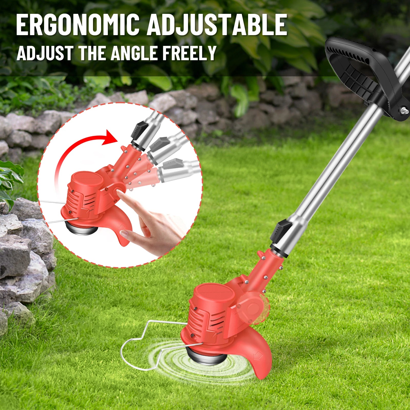 Electric Lawn Mower 21V Cordless Grass Trimmer Length Adjustable Cutter Household Garden Tools 36000RPM Battery with Battery