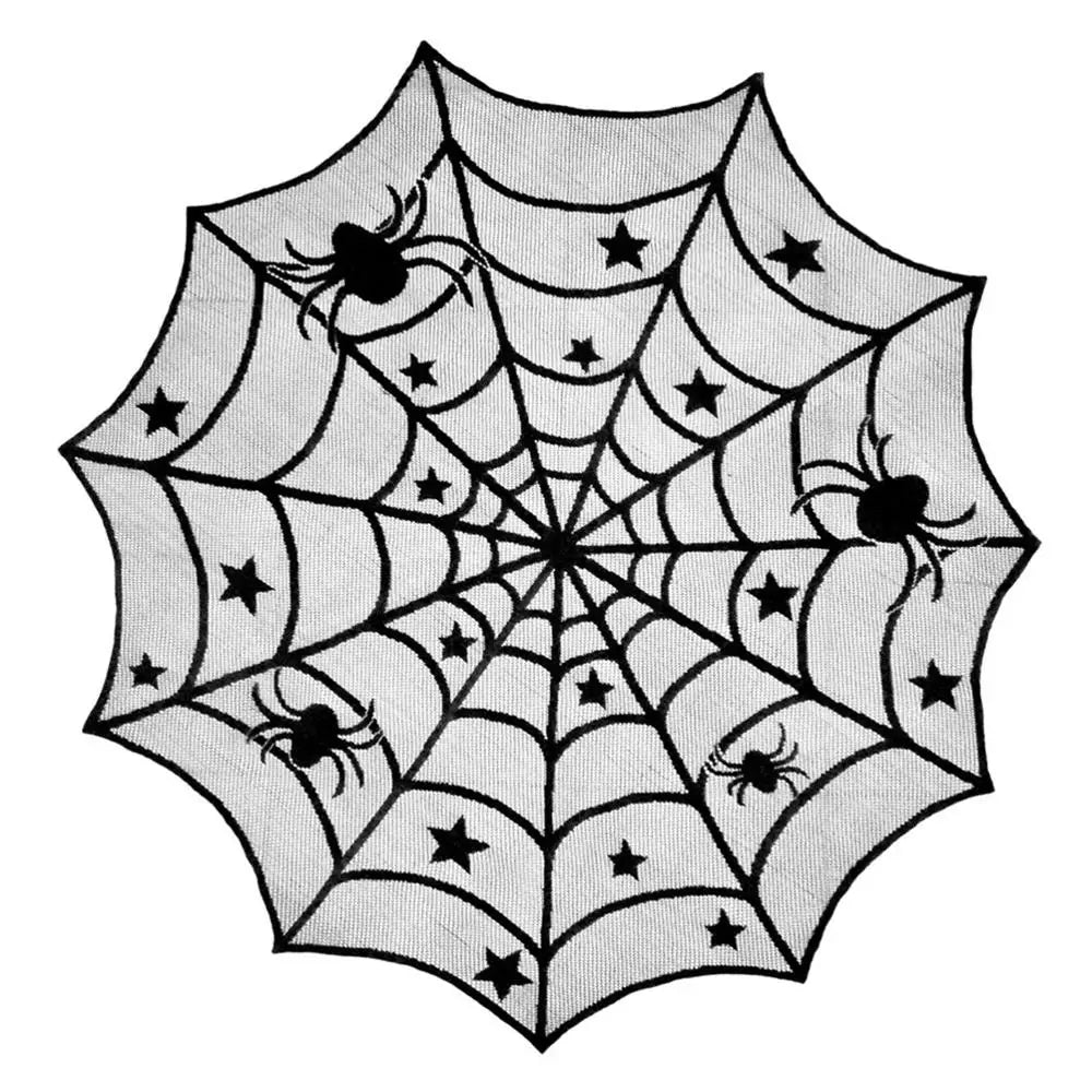 Halloween Decoration for Home Spider Web Lace Tablecloth Skull Door Fireplace Curtain Horror House Party Decoration New Year2022
