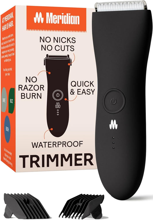 the Trimmer Original - Body Hair Trimmer for Men, Electric Shaver for Pubic Hair, Chest, Legs & Bikini, Waterproof & Rechargeable, Onyx