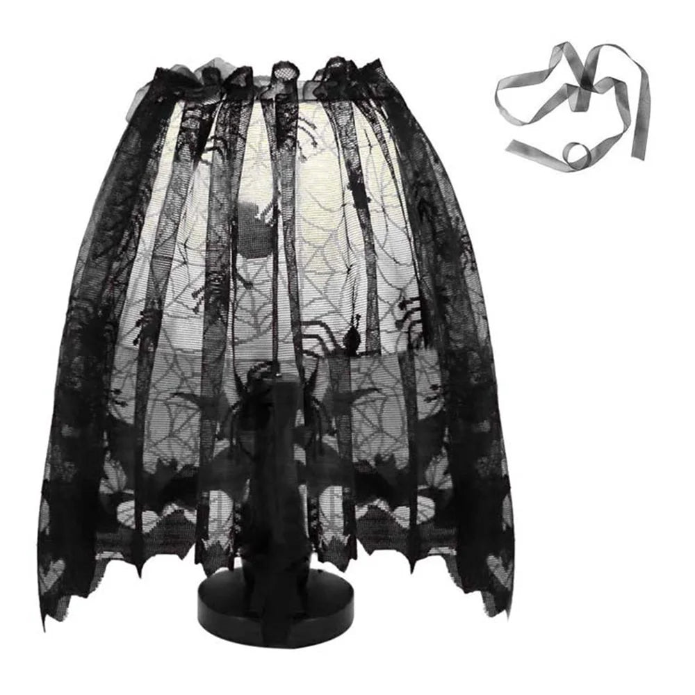 Halloween Decoration for Home Spider Web Lace Tablecloth Skull Door Fireplace Curtain Horror House Party Decoration New Year2022