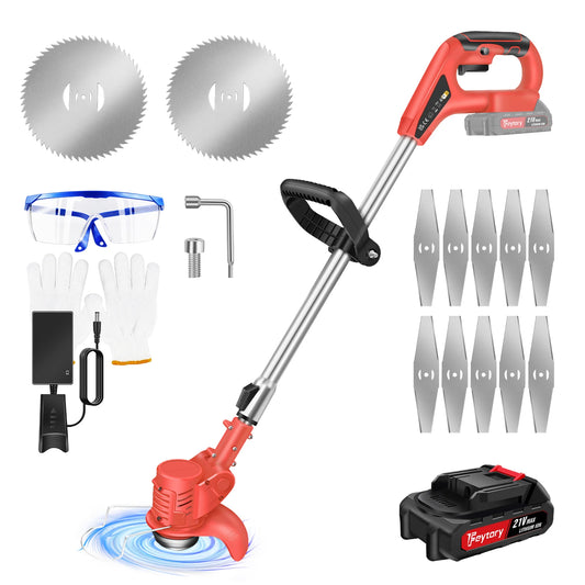 Electric Lawn Mower 21V Cordless Grass Trimmer Length Adjustable Cutter Household Garden Tools 36000RPM Battery with Battery