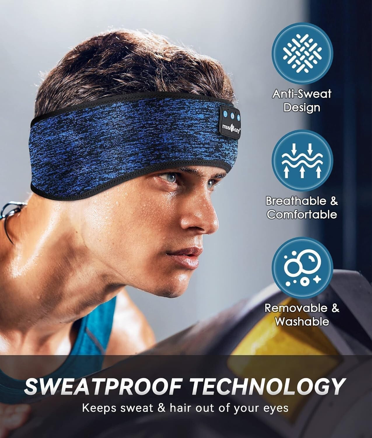 MUSICOZY Sleep Headphones Headband Bluetooth Soft Headphones for Sleeping & With