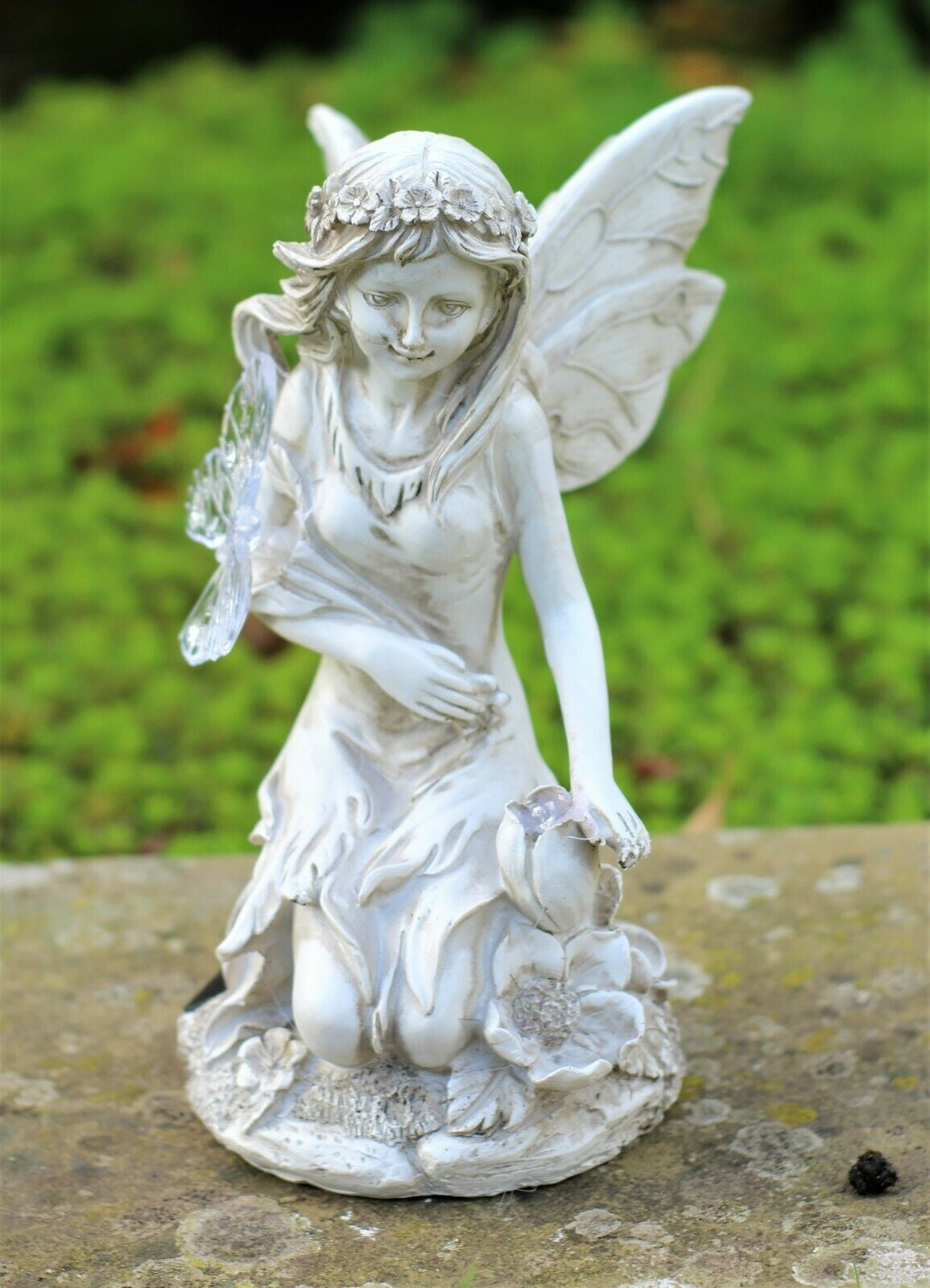 Garden Solar Ornament Cherub Fairy Angel Home Decor Figurine Statue
