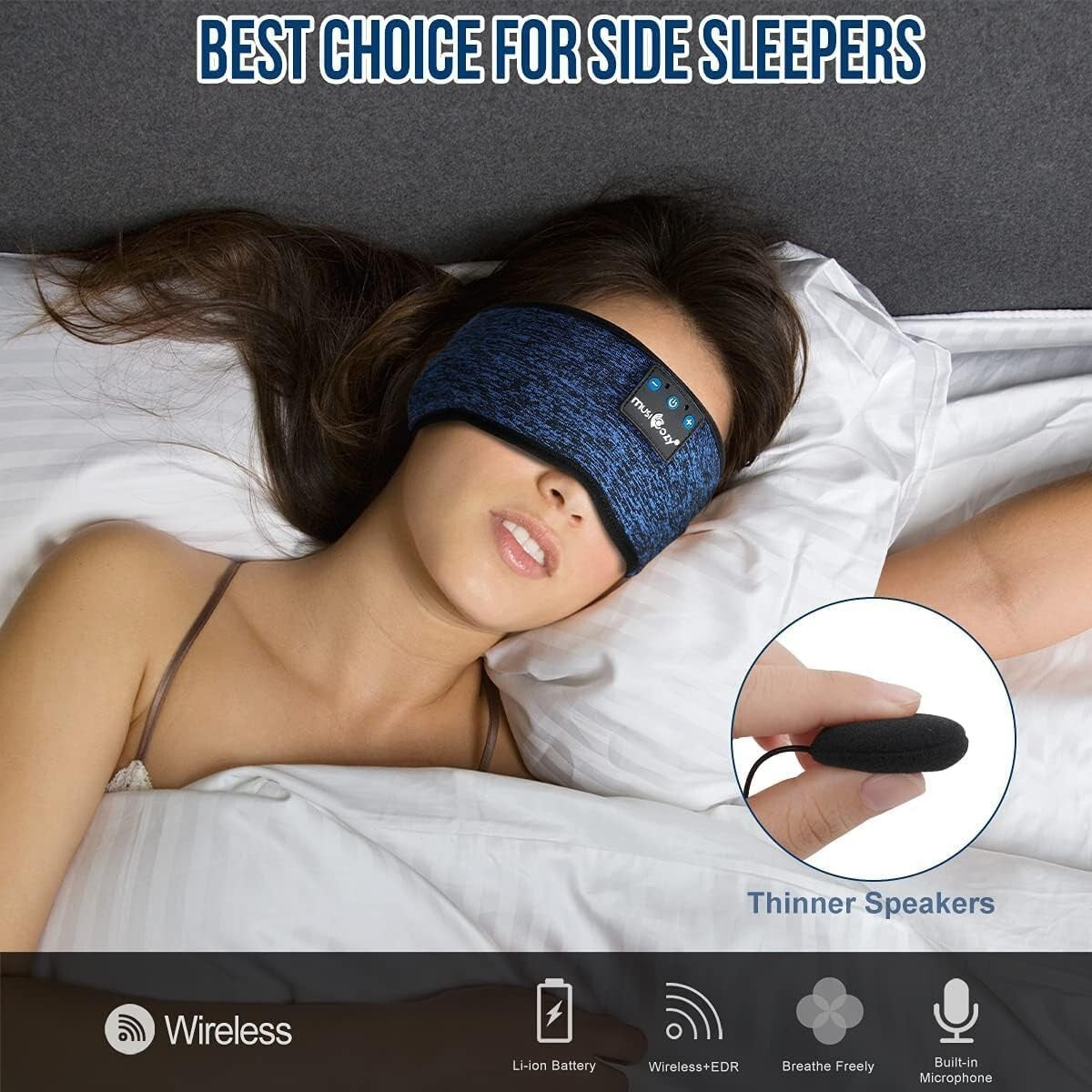 MUSICOZY Sleep Headphones Headband Bluetooth Soft Headphones for Sleeping & With