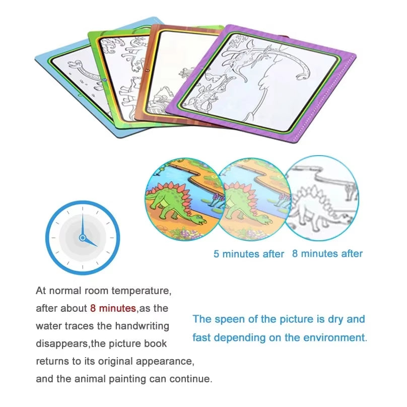 Children Early Education Toys Magical Book with Pen Water Drawing Toys Gift Reusable Coloring Book Magic Drawing Book