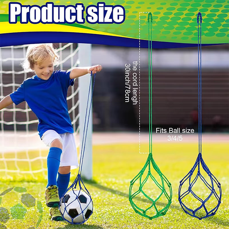 Youth Football Self Trainer Kick Net Pocket Professional Outdoor Sport Nylon Net Basketball Bag Solid Mesh Soccer Ball Carry Bag