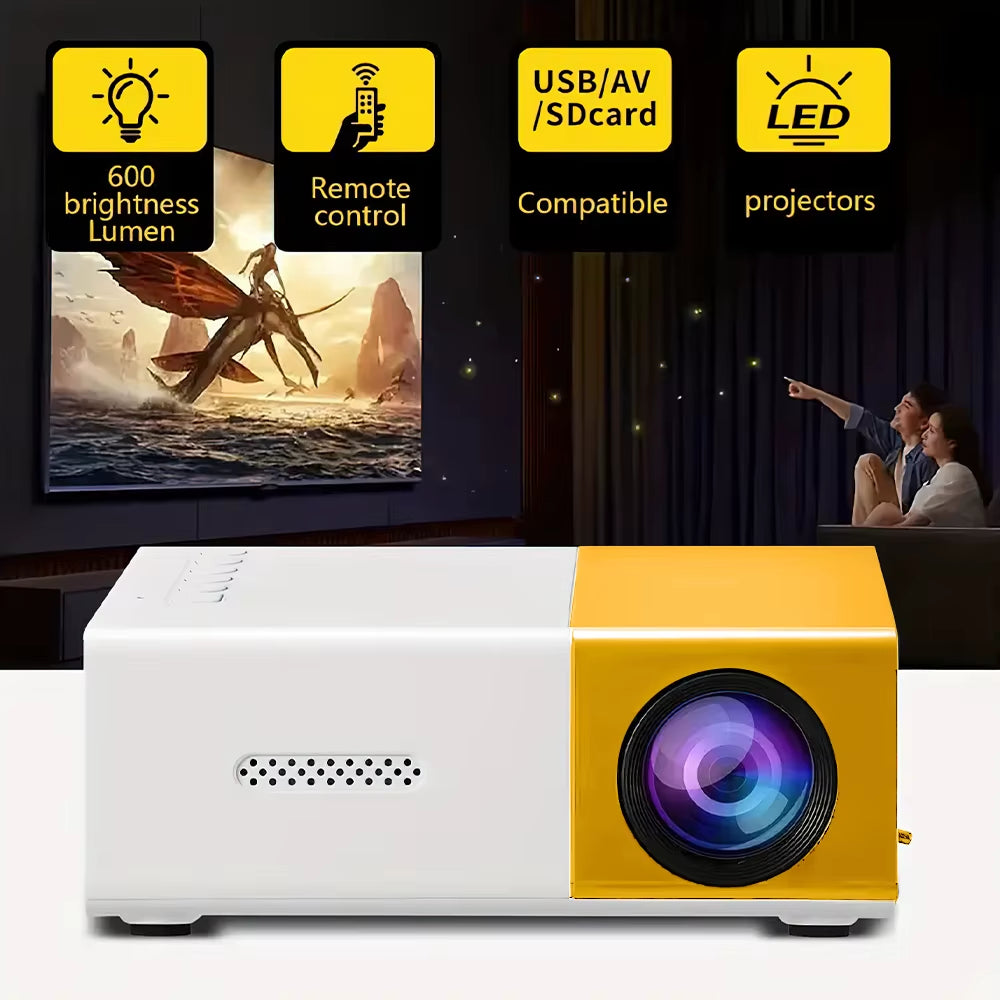 Portable Wired Projector Mobile Phone LED Mini Home Video Equipment 720P HD Screen Usb/Sd/Av/Hd
